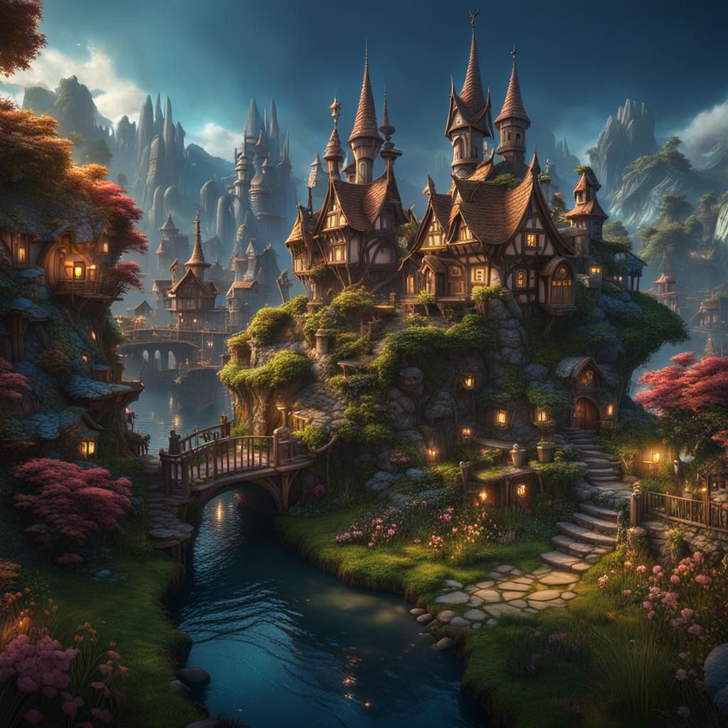 Fantastical Fairy Town: Detailed Matte Painting