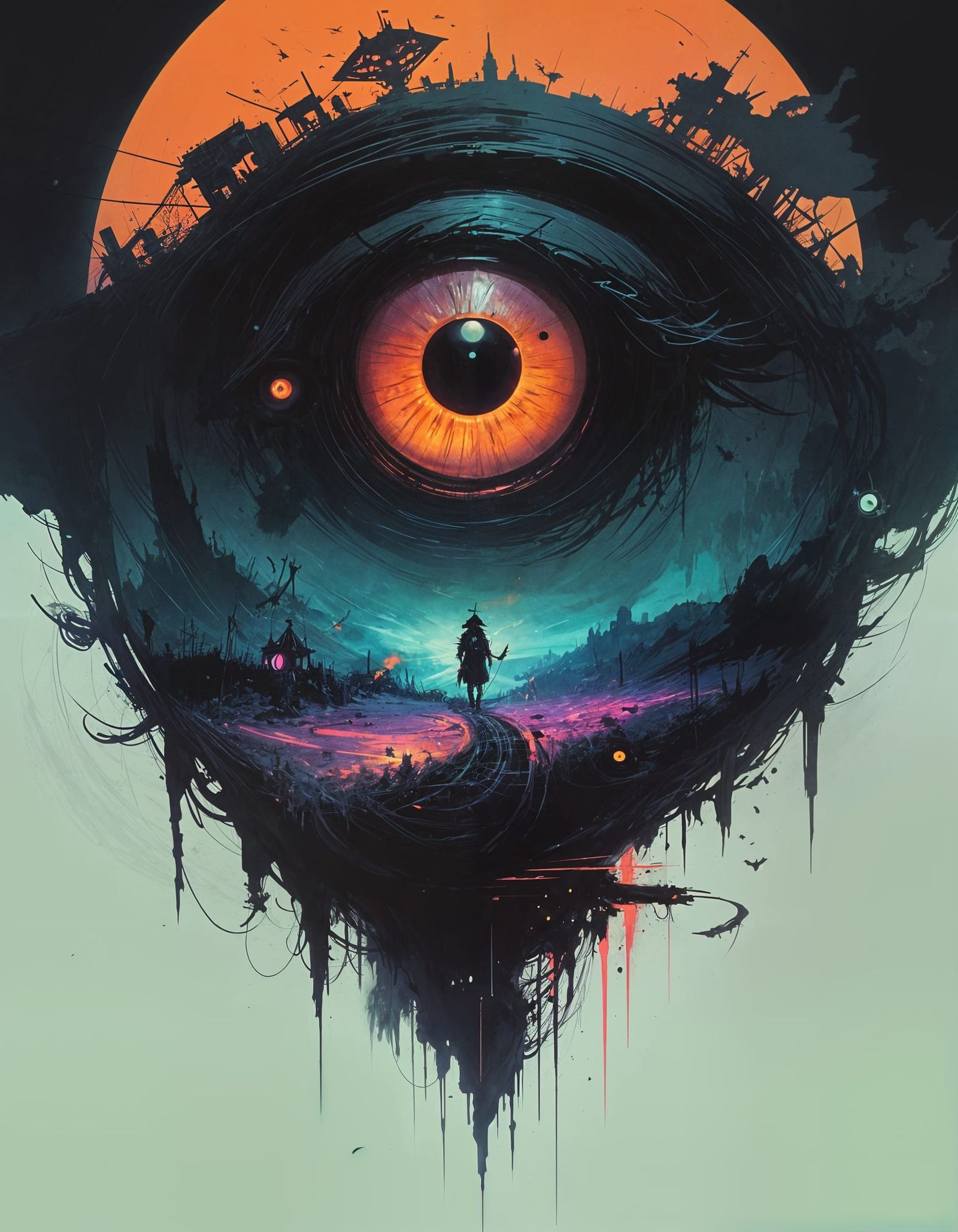 Sinister Being with Dark Aura in 80s Anime Style