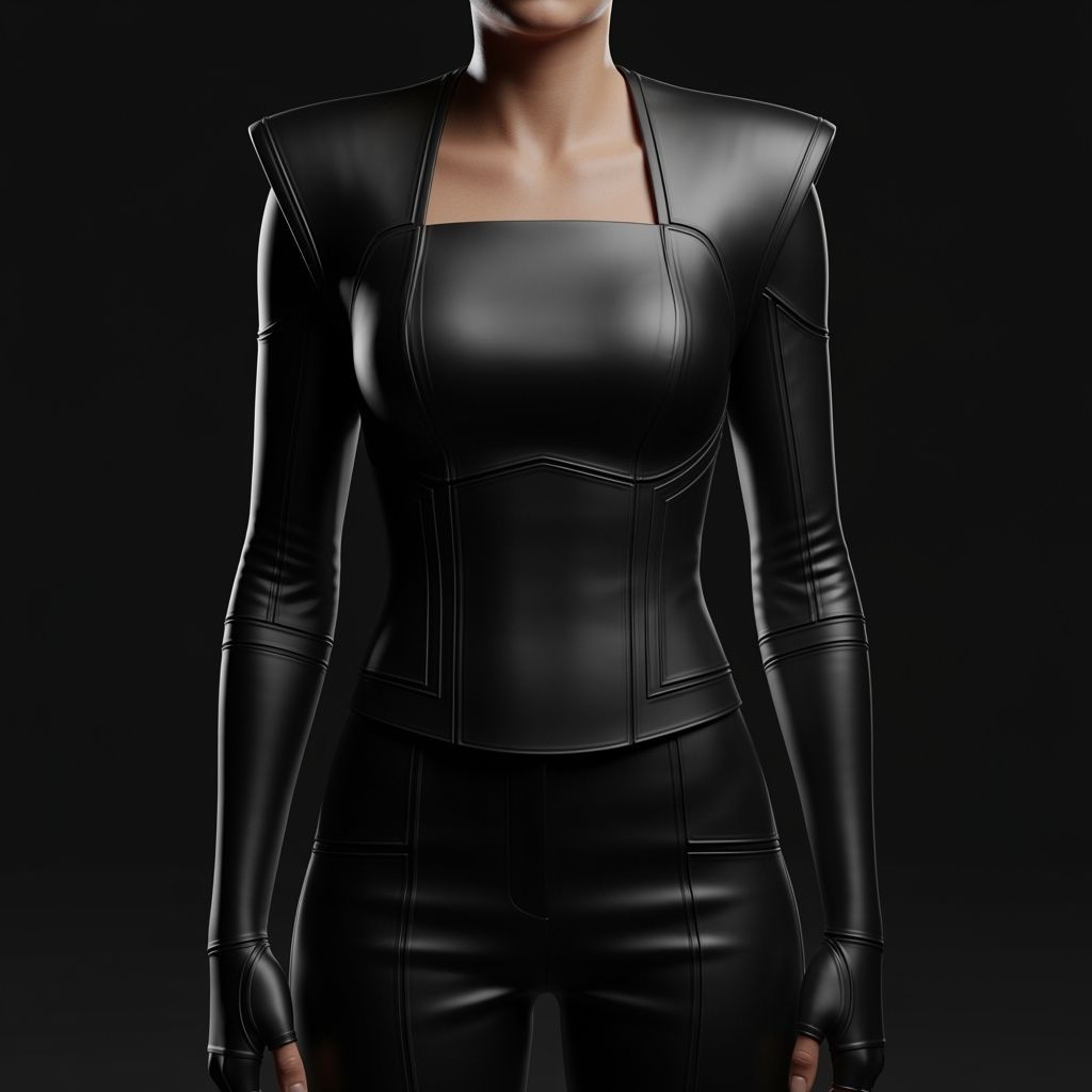 Futuristic Sleeveless Top with Geometric Neckline