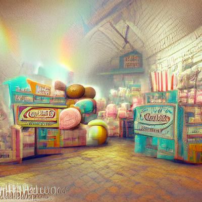 Pastel Candy Store in Retro 3D Art
