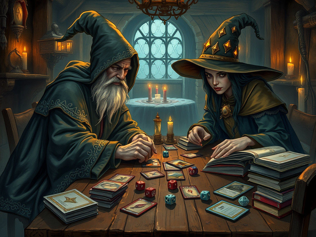 Wizard and Witch Play Magic in Mystical Tavern