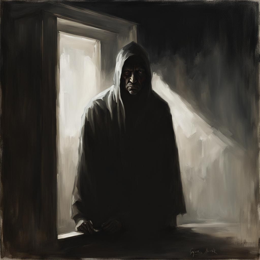 Sinister Figure Emerges from Dim Light