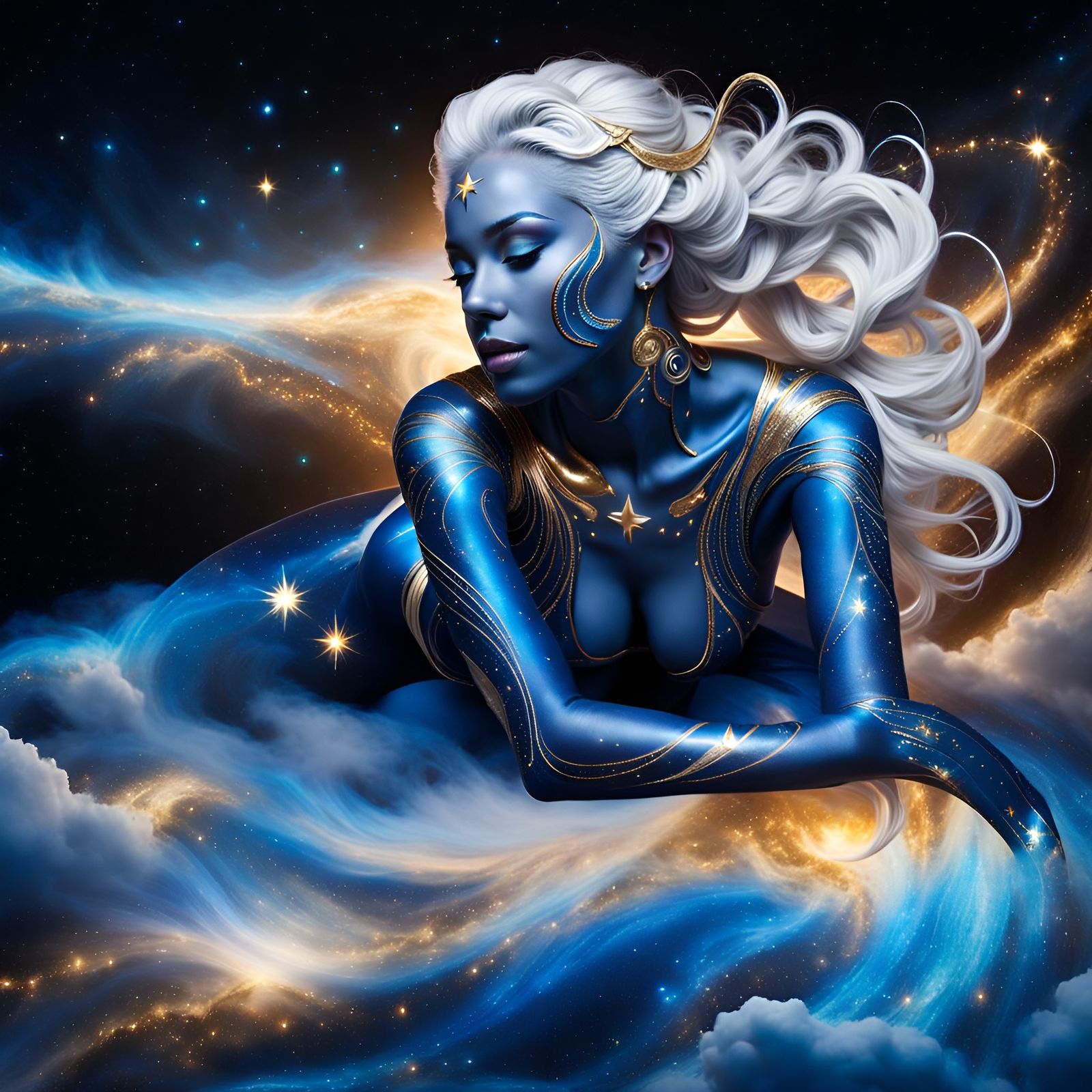 Celestial Woman: A Galaxy Space Theme Portrait