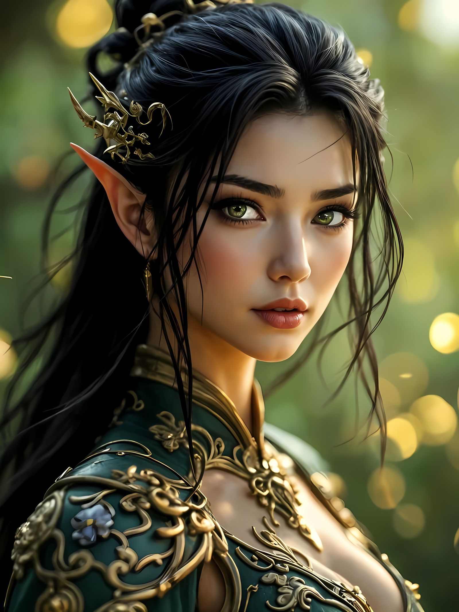 Stunning Beautiful Elven Princess enjoying the mild breeze