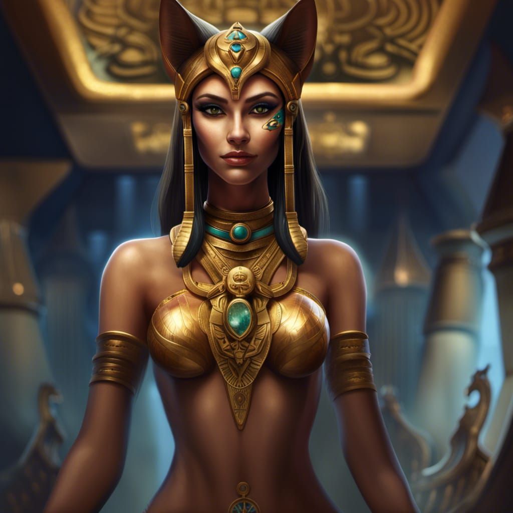 Goddess Bastet in Ancient Egypt: Photorealistic Art