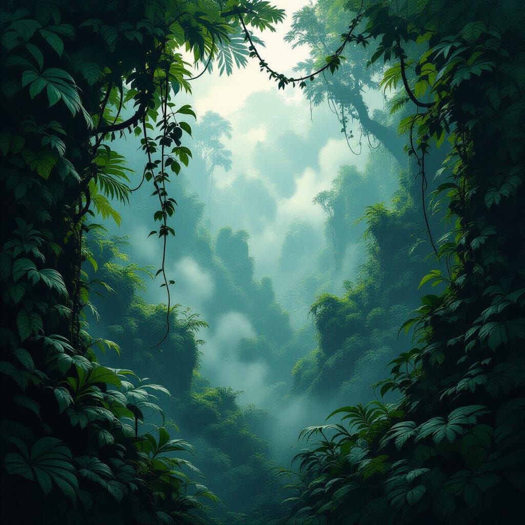 Mystical African Jungle with Dense Foliage