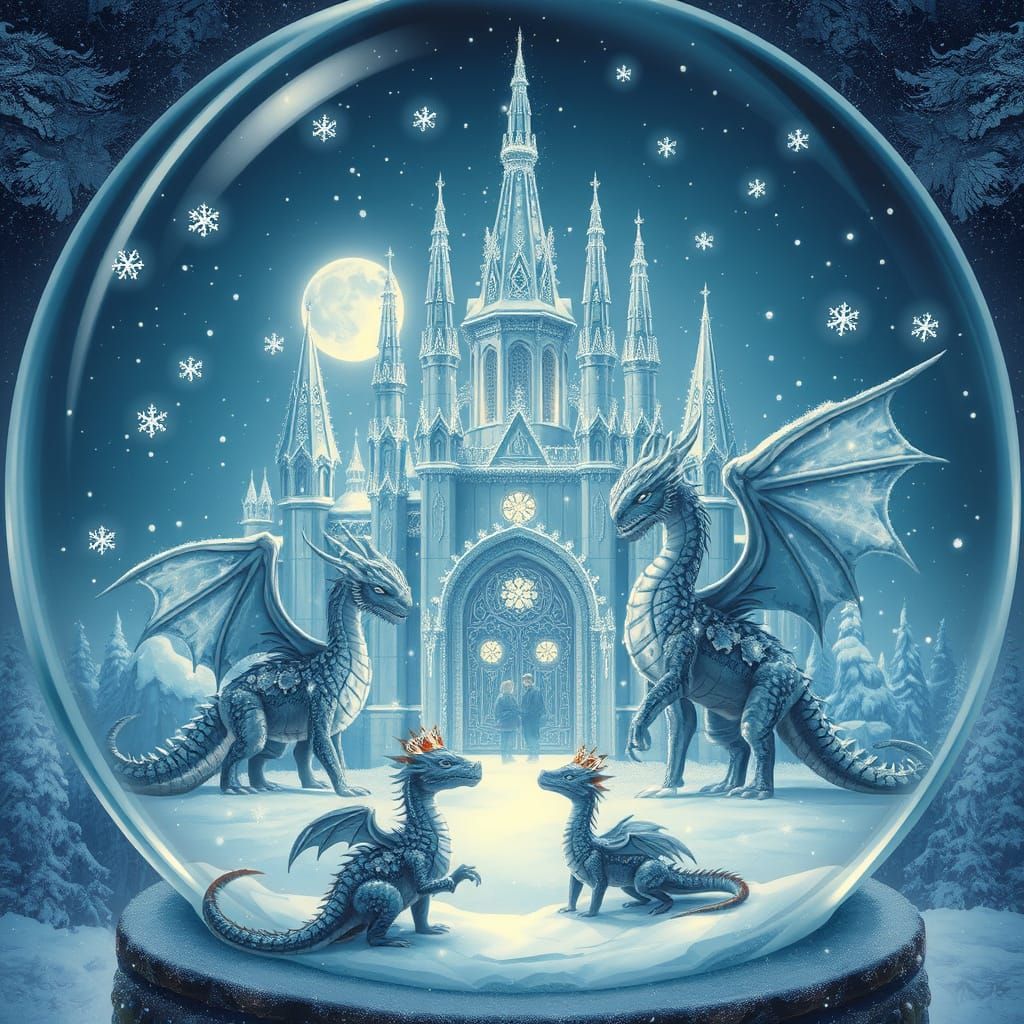 Majestic Ice Palace in Snowglobe Wonderland