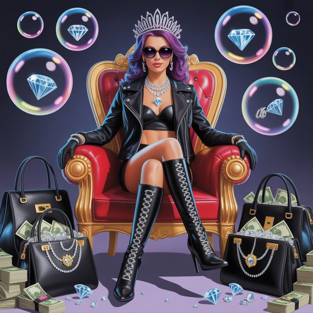 Leather-Clad Robber Queen on Diamond Throne