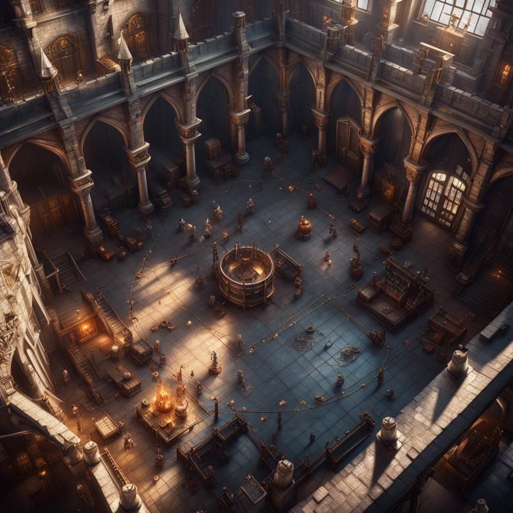 Fencing Academy Inside Royal Industrial Castle: Top View