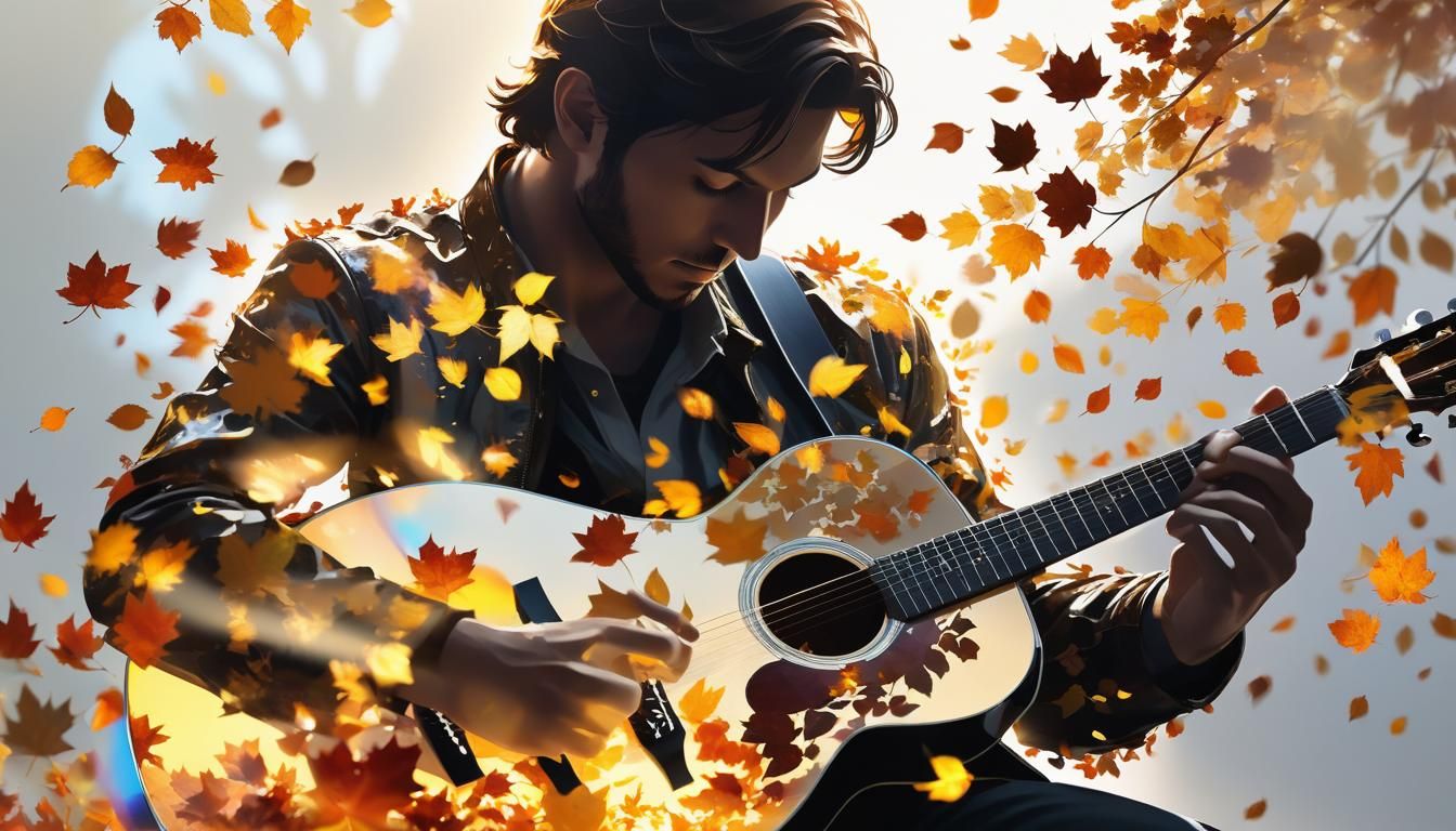 Mythical Guitarist in Golden Hour Splendor