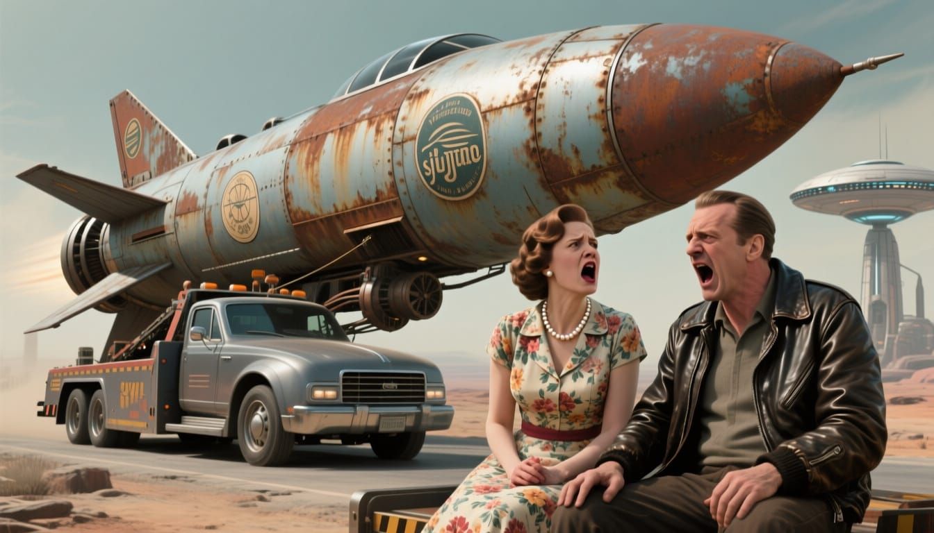 Retro Rocket Trouble in Dystopian Future