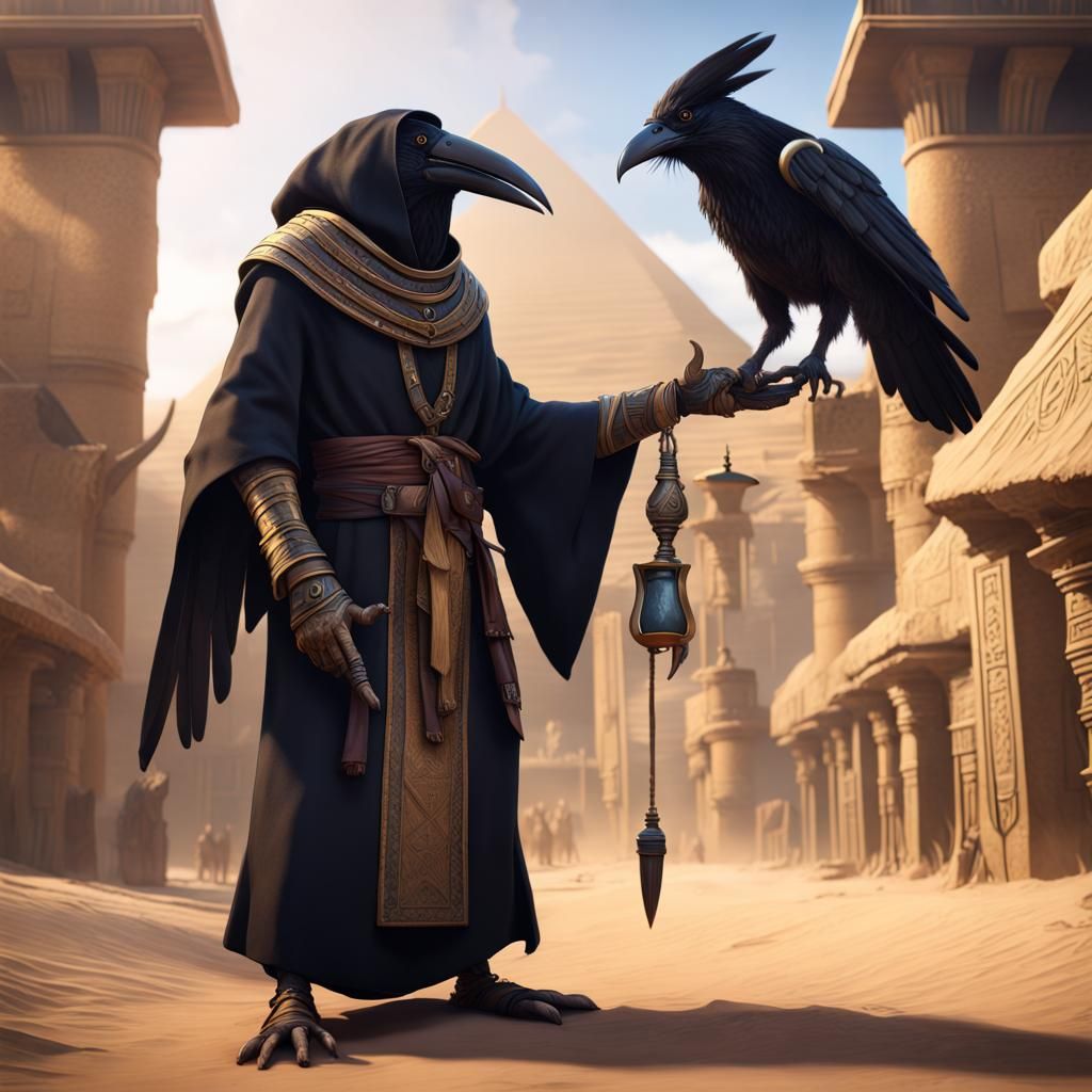 Kenku Raven Serving Anubis in Egyptian Style
