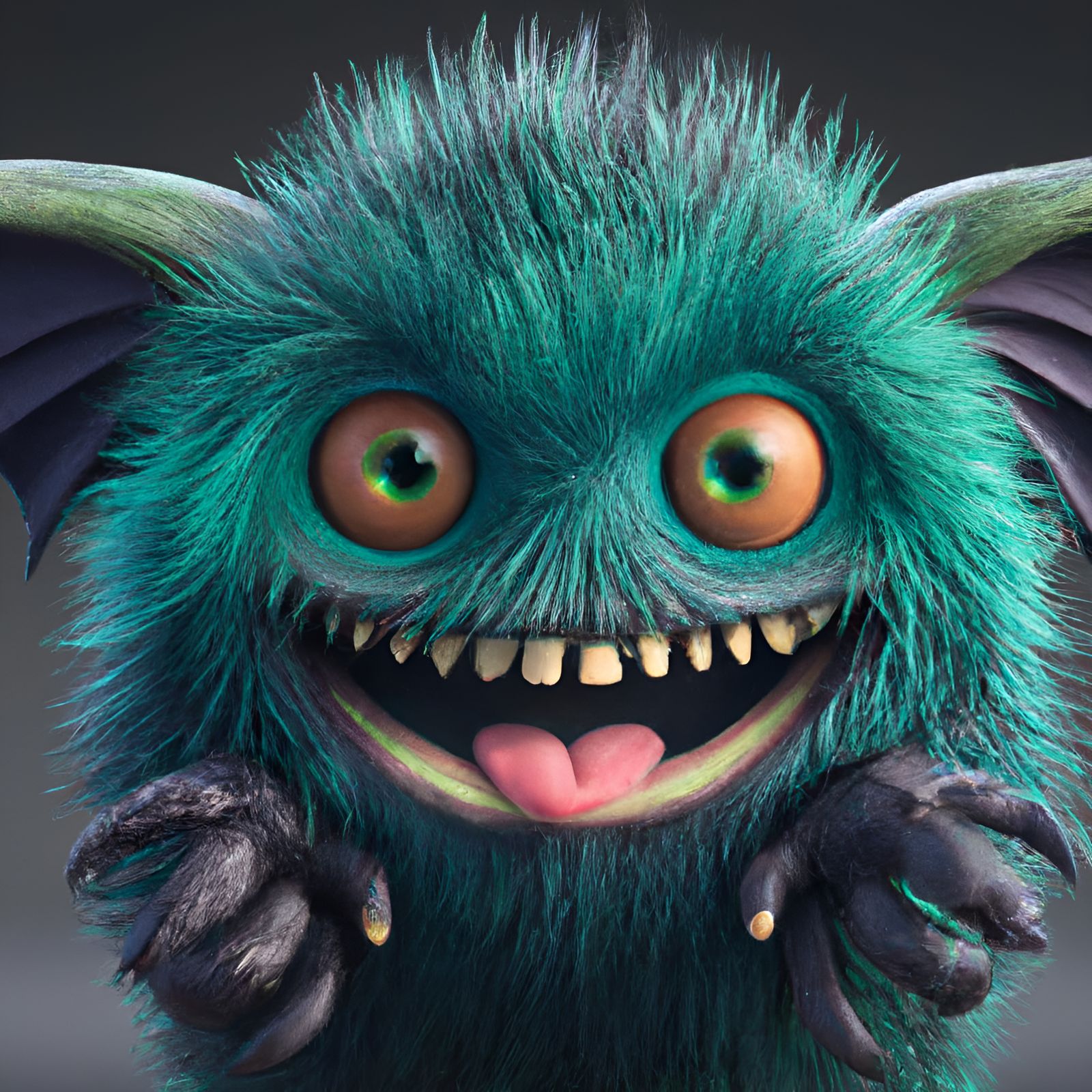 Adorable Friendly Monster in Hyperrealistic Digital Art