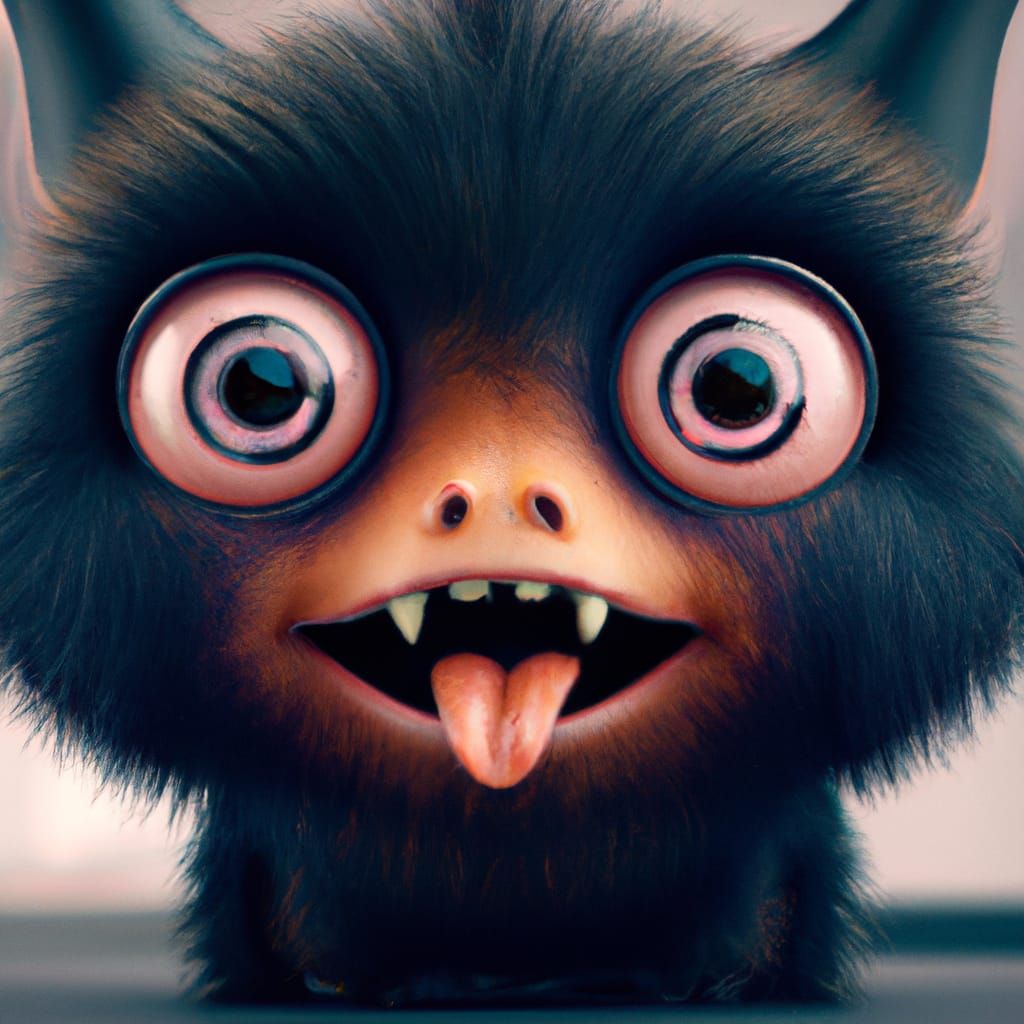 Cute Friendly Monster in Hyperrealistic Digital Art