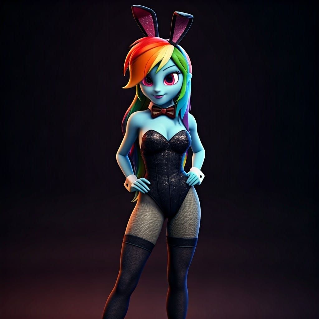 Rainbow Dash as Femme Fatale in Playboy Bunny Outfit