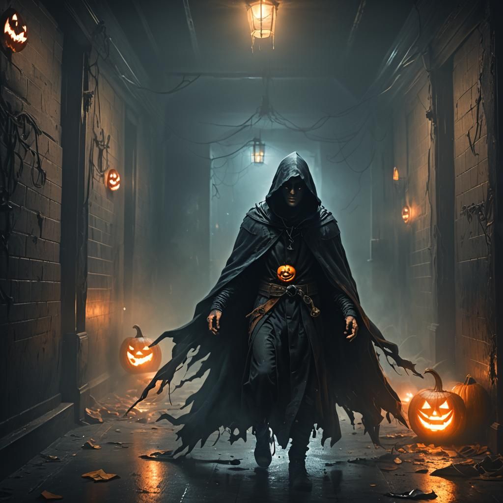 Killer in Haunted Asylum: Dark Fantasy Concept Art