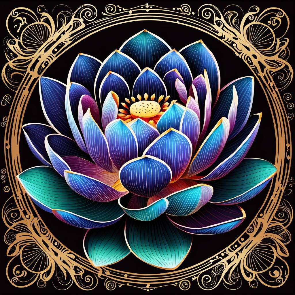 Vectorized Lotus Flower PNG Image