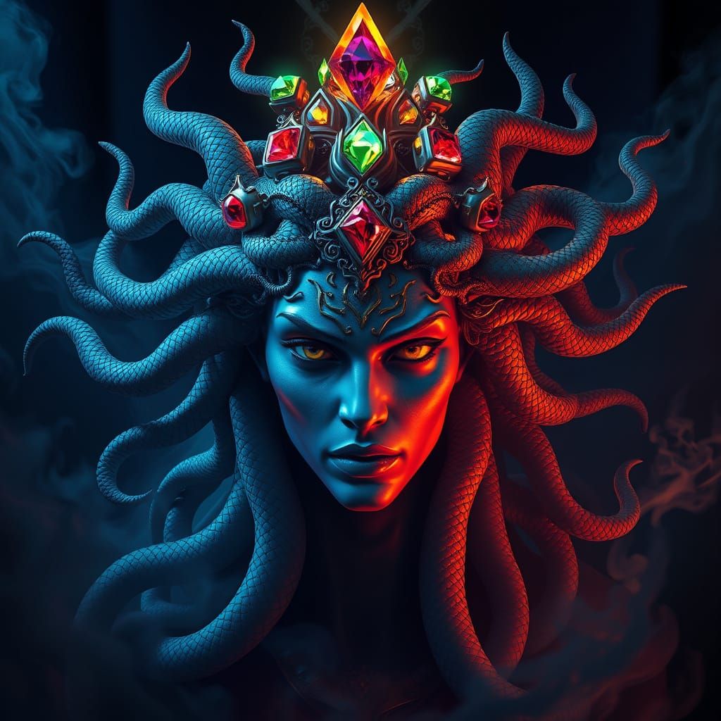 Majestic Medusa Emerges in Celestial Crown