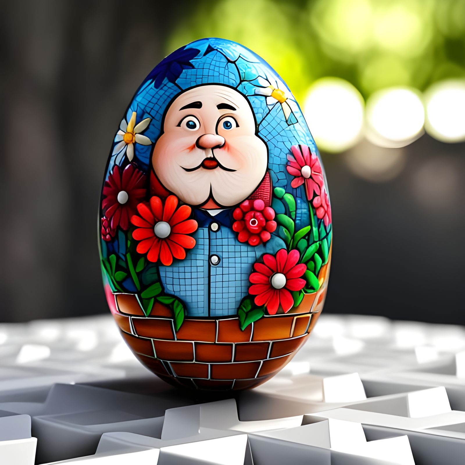 Humpty Dumpty Cartoon Decorated Egg in Graffiti Art