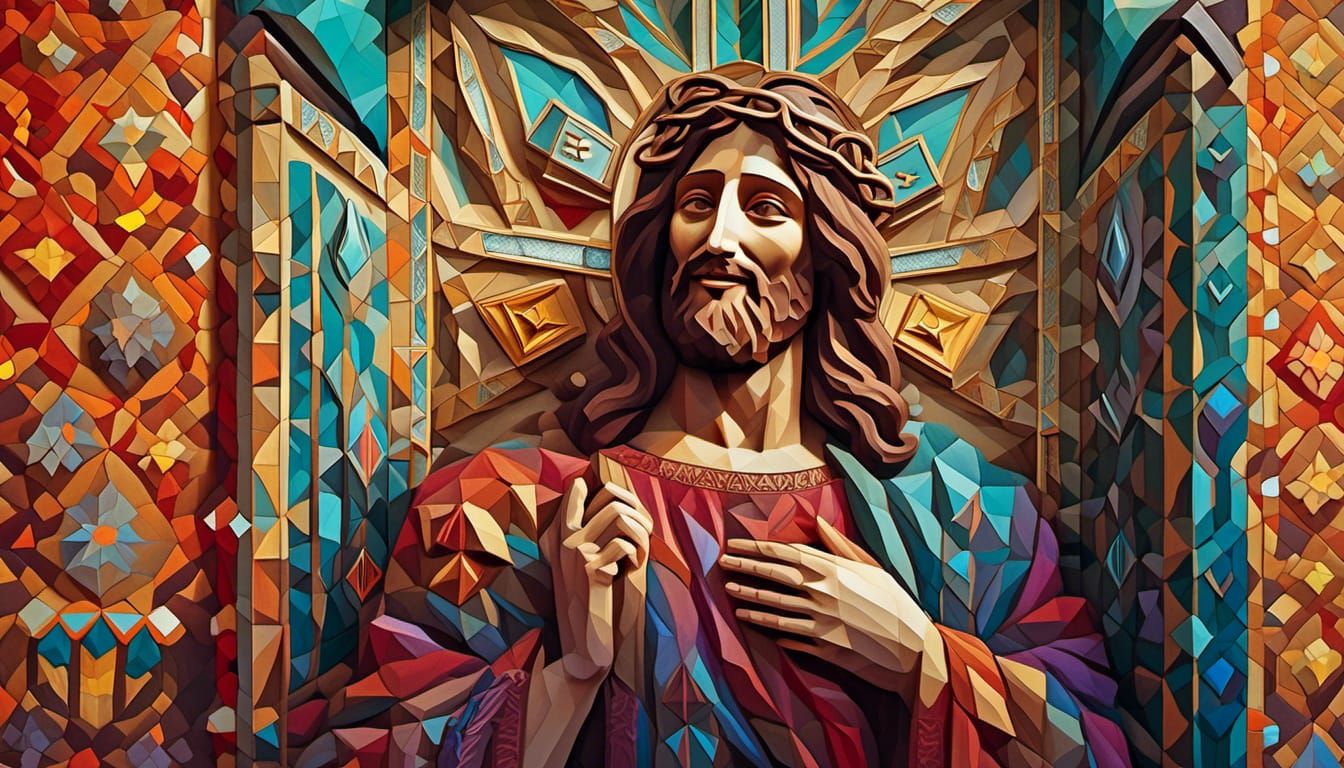 Smiling Jesus Knocks on a Door: Detailed Portrait