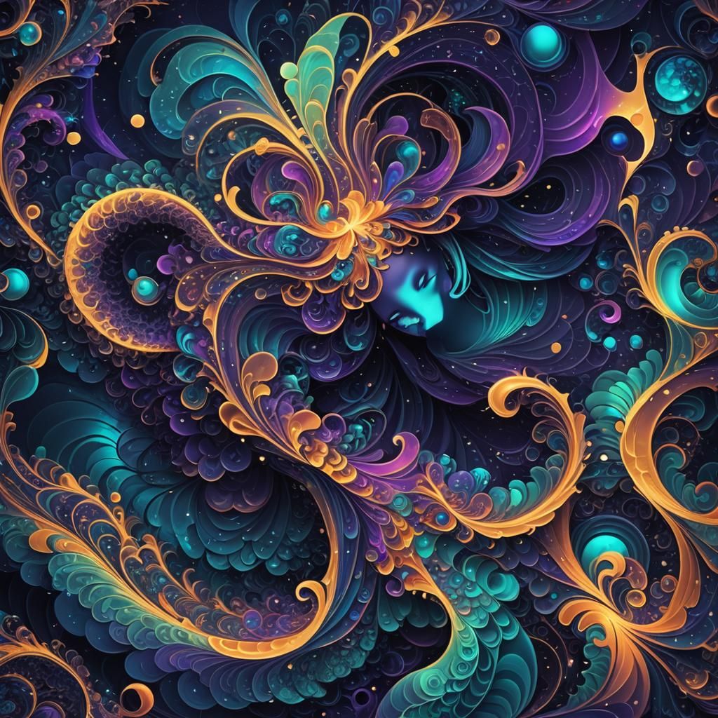 Mermaid in Space: Abstract Vector Fractal Art