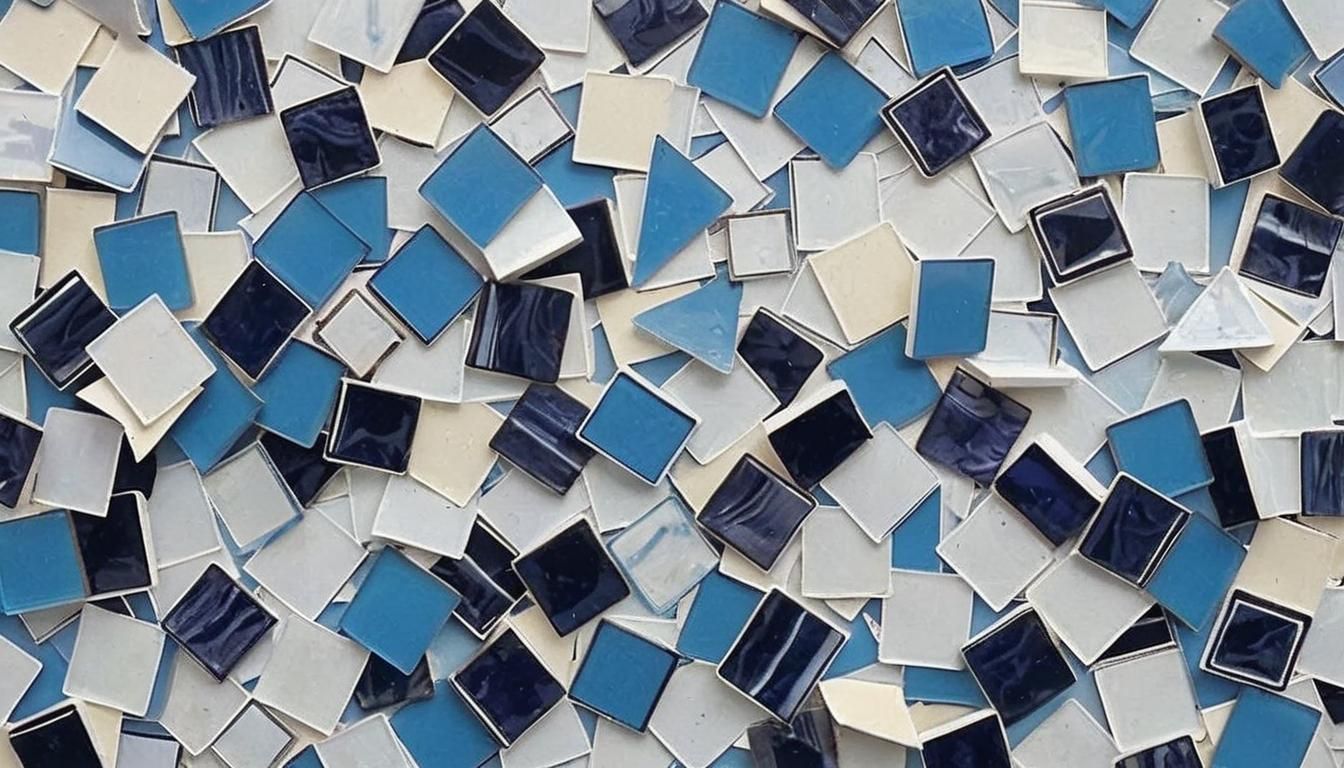 Glass Art Pieces in Blues and Whites