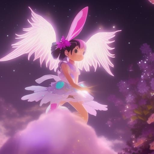 Cute Purple Bunny: Magical Anime Art