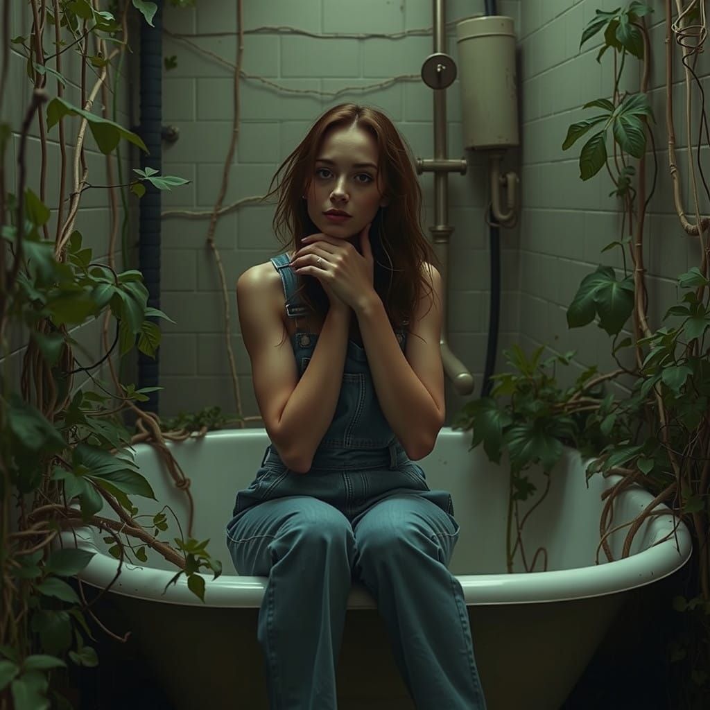 Garden of Solitude in a Forgotten Bathroom