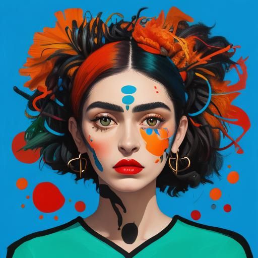 Surreal Woman's Portrait in Abstract Expressionist Style