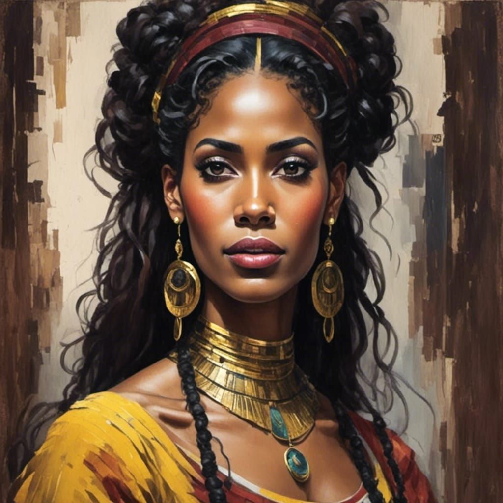 <lora:Cleopatras Gold:1.0>  <lora:Black-woman GO-888:1.0>