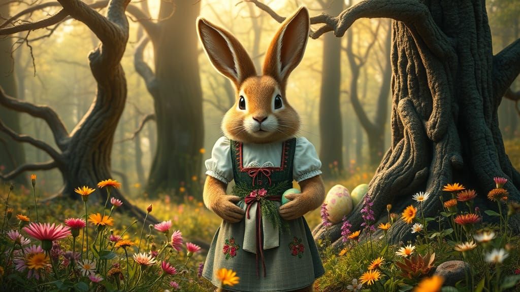 German Easter Bunny in Grimm Brothers' Storybook Style