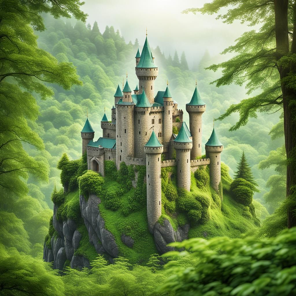 Majestic Meditation Castle in Lush Greenery