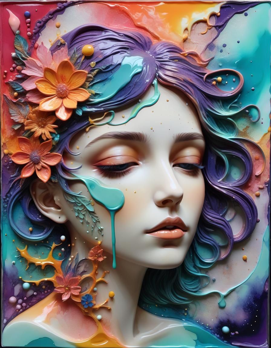 Dreamy Mixed Media Art with Polished Texture