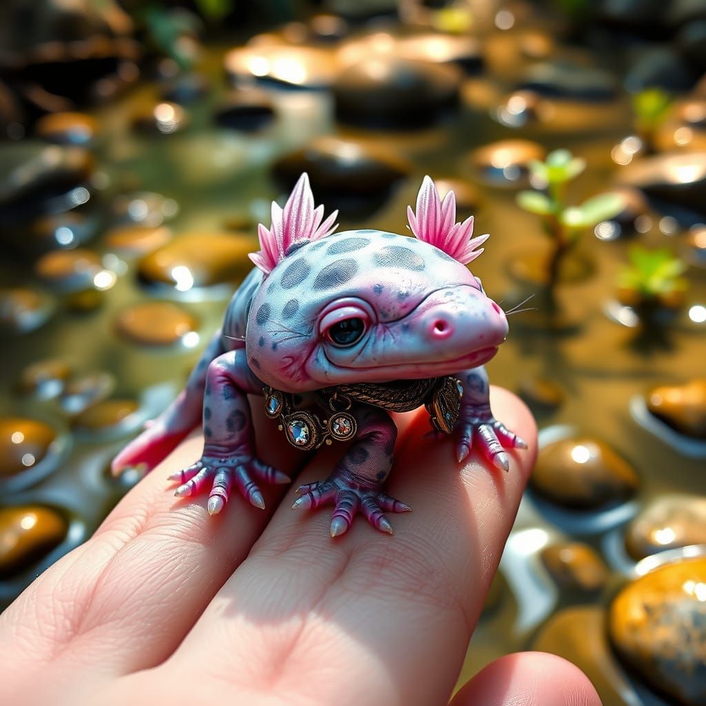 Stunning Ultra-Realistic Macro Photograph of Delicate Axolot...