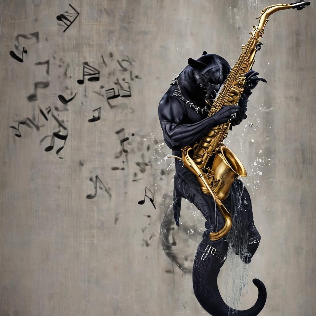 Black Panther Jazz Sax Serenade with Flowing Music