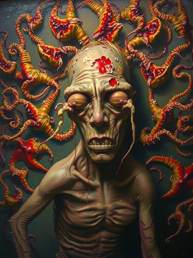 Surreal Oil Painting of Blepharitis Personified