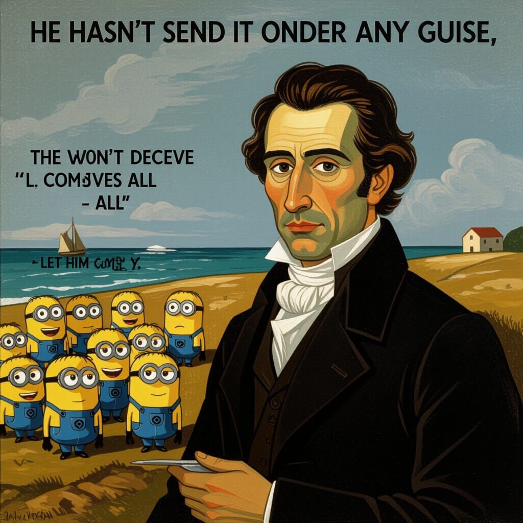 Mysterious Figure and Minions in Goya & Modigliani Style