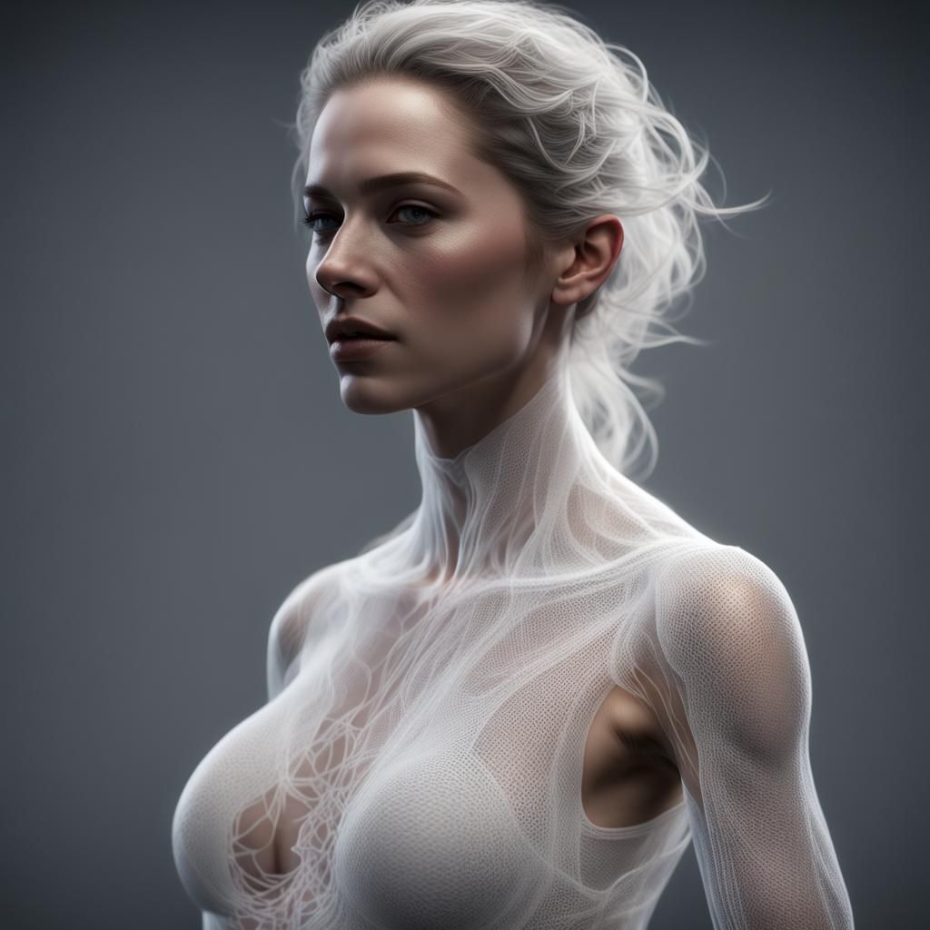 Ethereal Portrait of Blind Woman with Translucent Skin