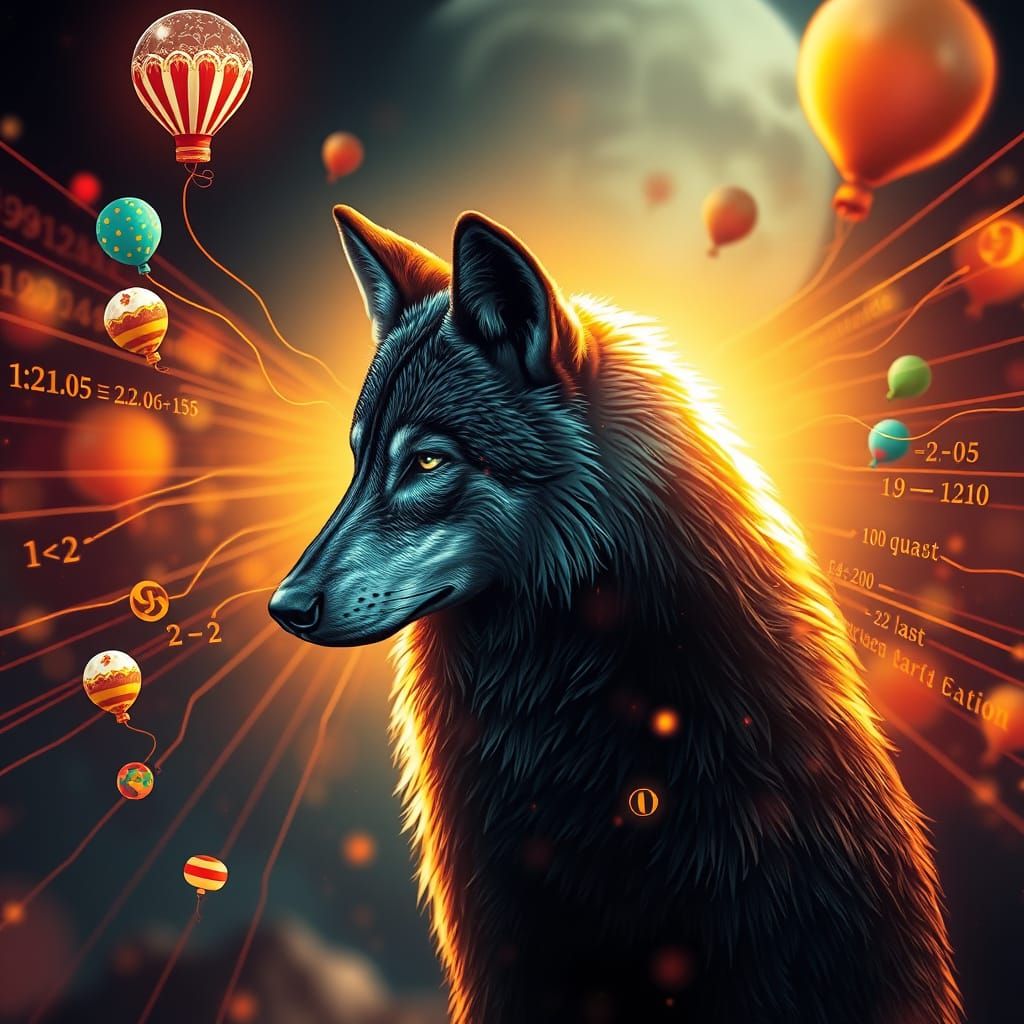 Wolf in AI Mindscape: Hyperdetailed Photoillustration