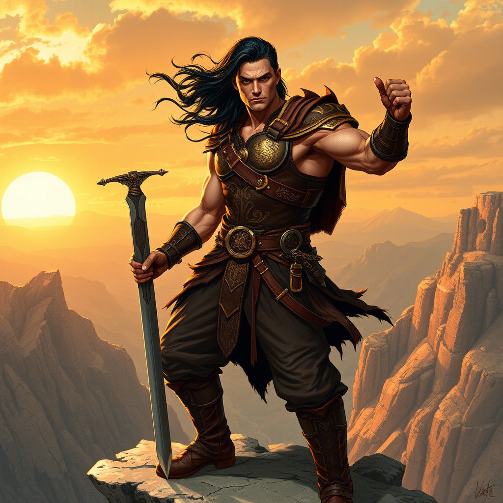 Heroic Warrior Prince with Sword in Fantasy Style