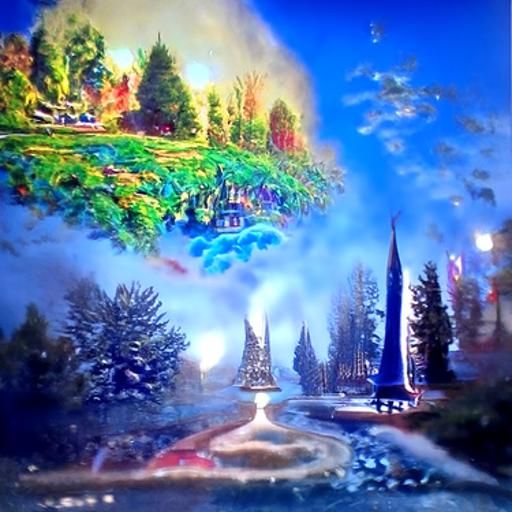 Ethereal Fantasy Landscape in Thomas Kinkade Style