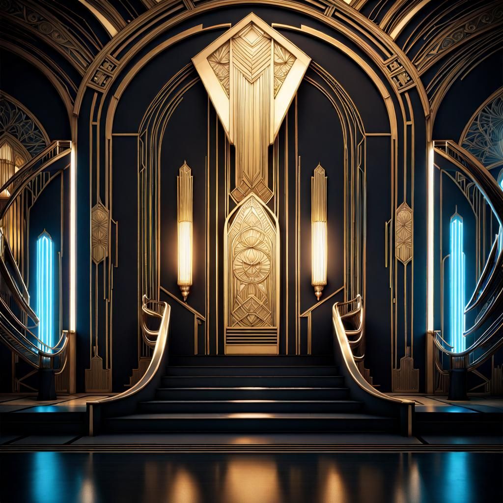 Futuristic Art Deco Home Interior in Baroque Style