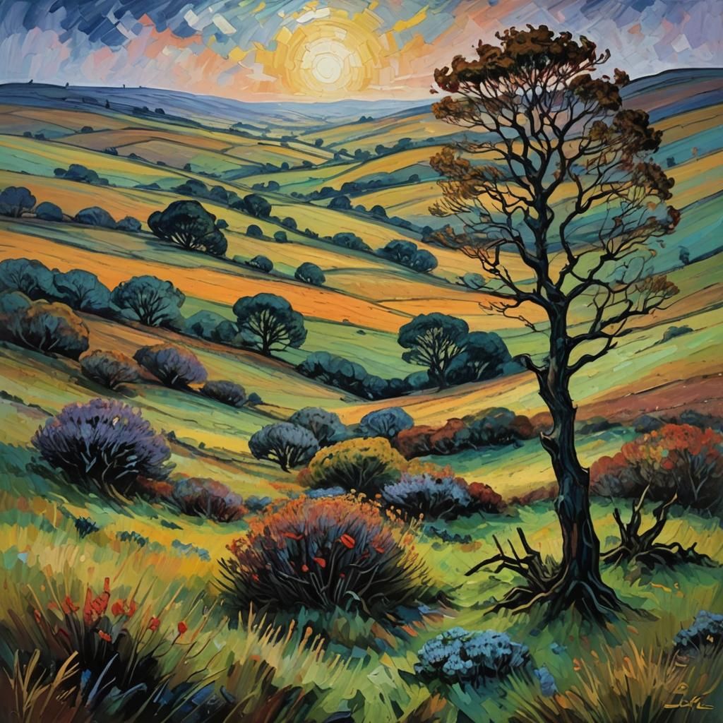 Ghosts Howling on a Moor: Expressionist Oil Painting