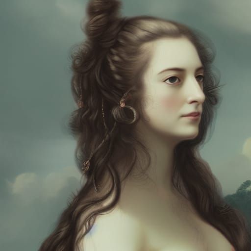 Rococo Portrait: Brunette Revolutionary Courtesan