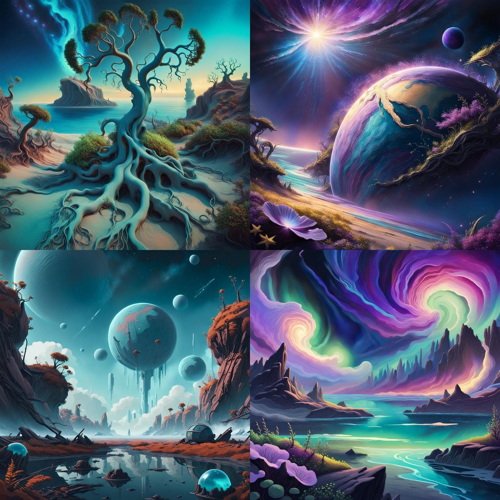 Lonely Alien Planet with Galactic Background