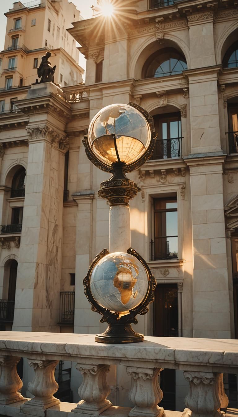 Marble Atlas Balcony at Sunset: Photorealistic Cinematic Sti...