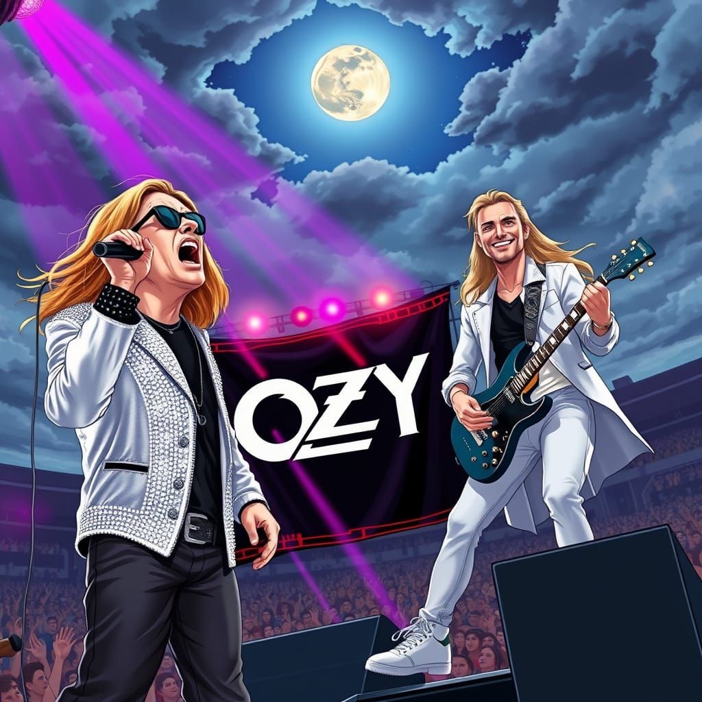 Anime Style Ozzy Osbourne Rock Concert