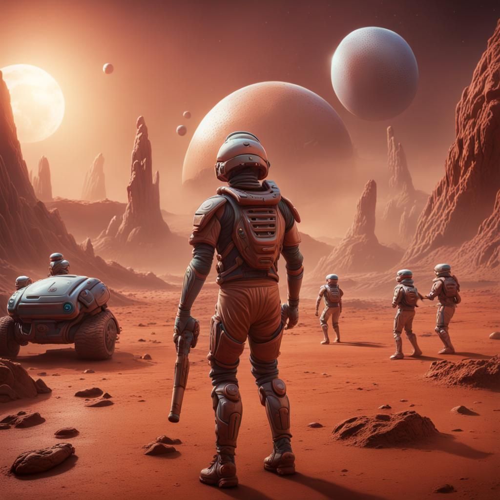 Baseball Game on Mars with Alien Players