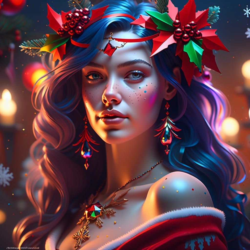 Hyperreal Christmas Elf Pinup Portrait