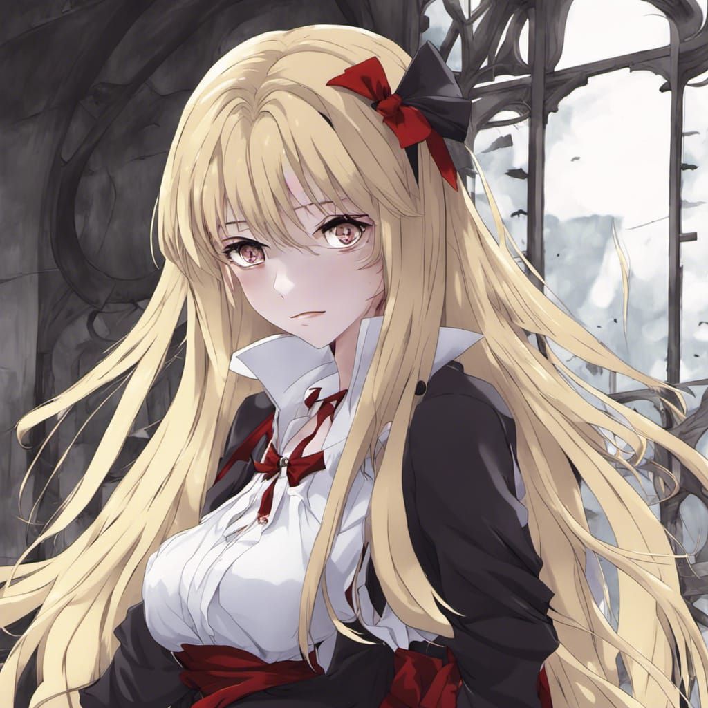 Blonde Vampire Girl in Anime Style